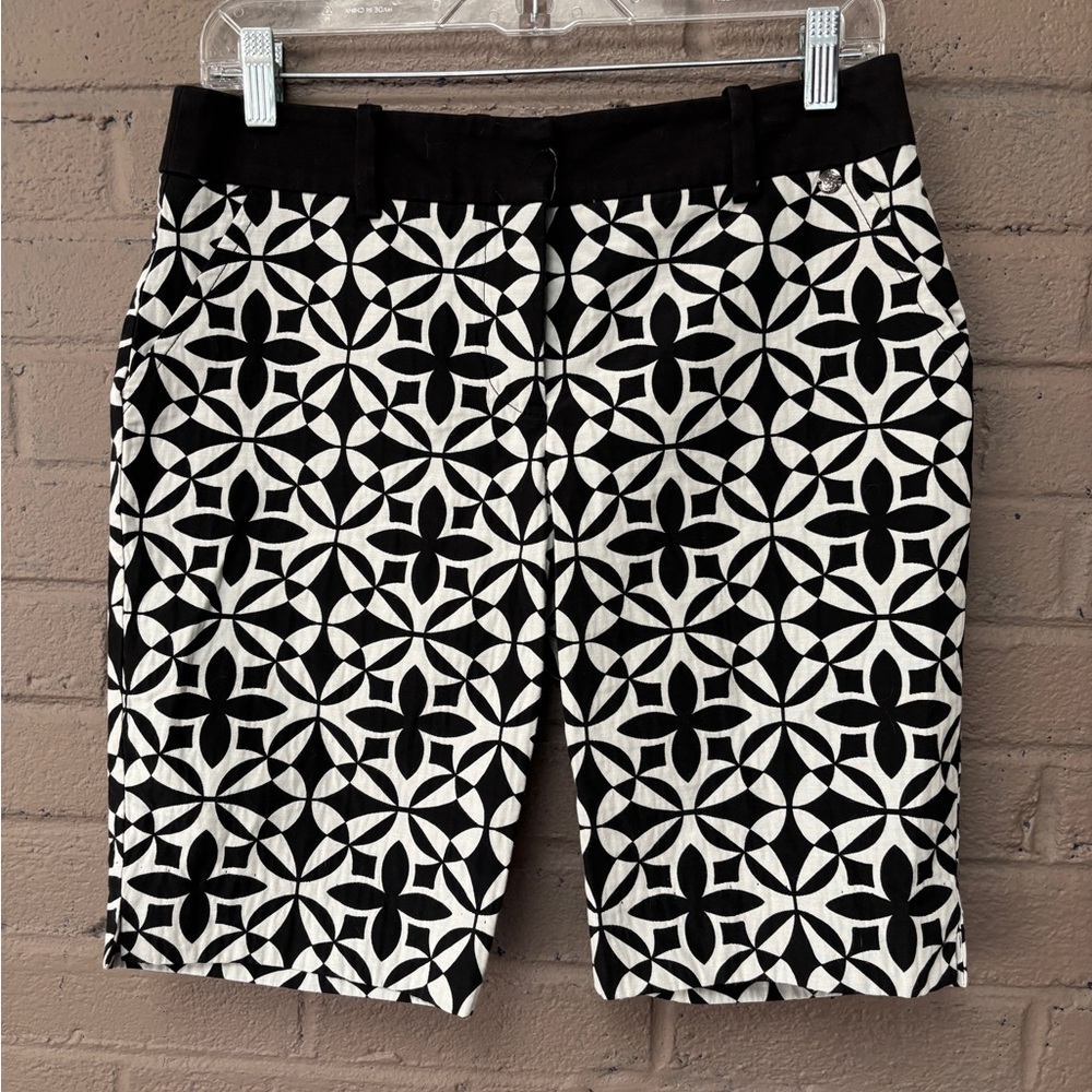Trina Turk Black and White  Print Bermuda Shorts 4